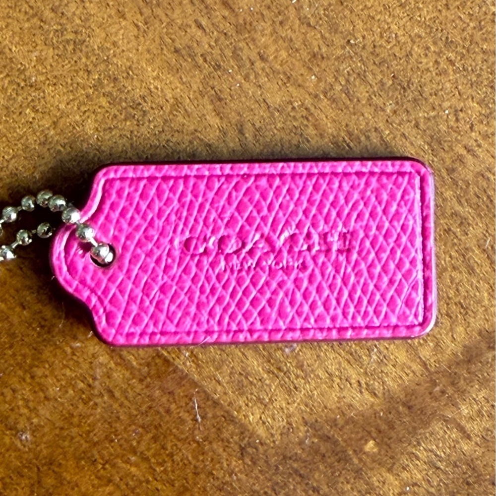 Coach Magenta Pink Crossgrain Leather Hangtag Gold Ball Chain Replacement Charm